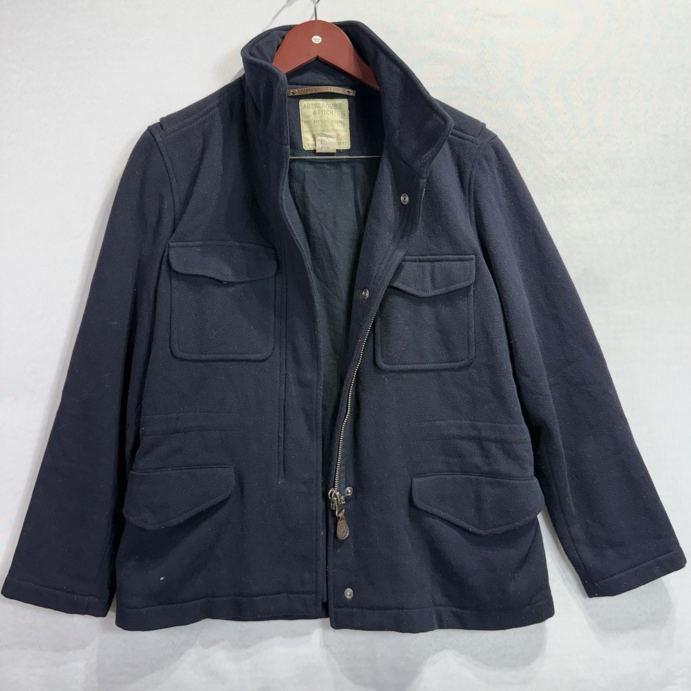Abercrombie & Fitch Wool Blend Jacket‎ Women's Size Small Navy Full Zip Vintage